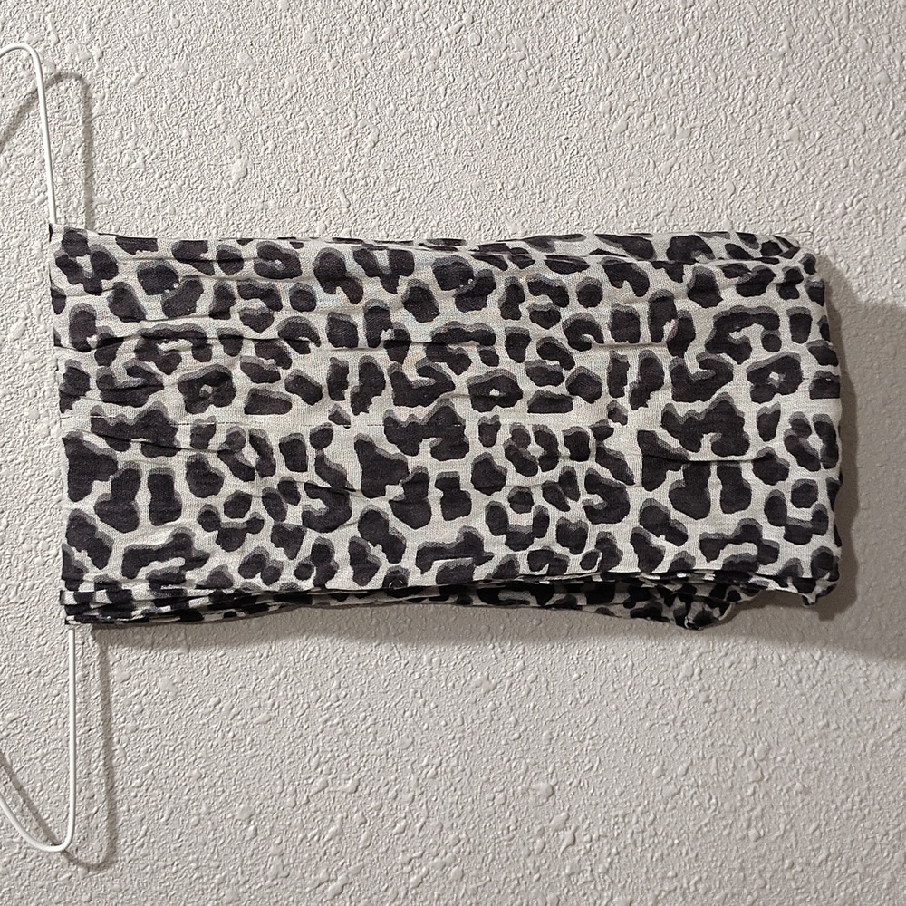 Leopard Print Infinity Scarf - Black and White, Sheer and See Through - Picture 8 of 8